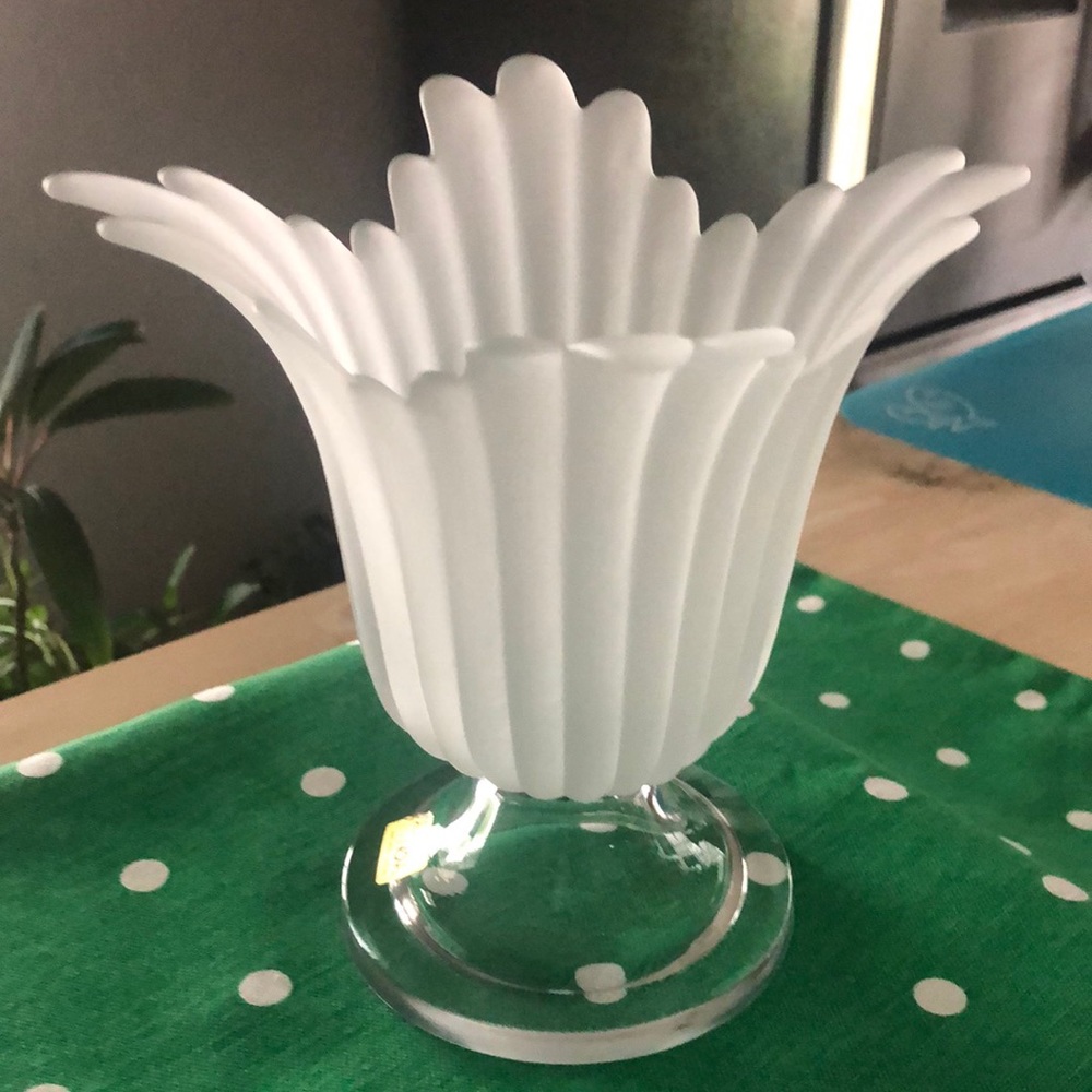 Frosted tulip glass vase